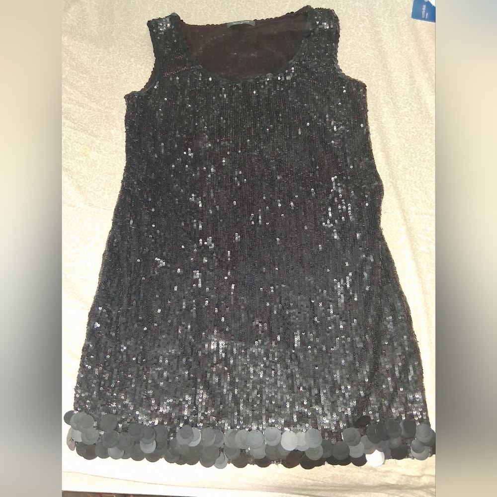 Lloyd Klein Black Sequin Sleeveless Dress